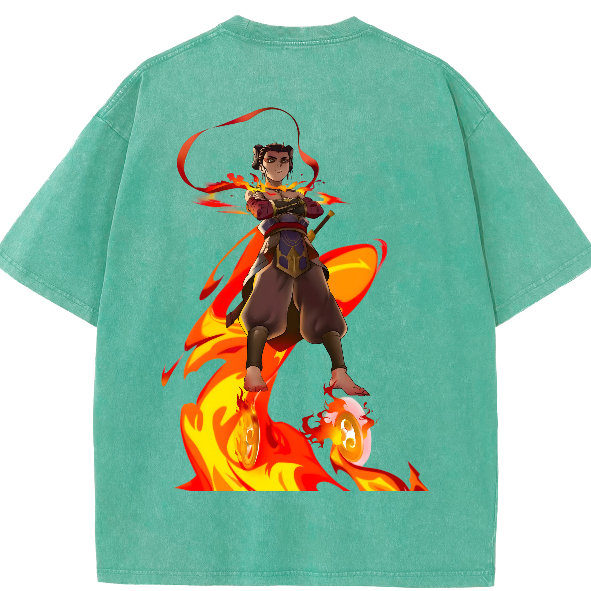 （画像用） Ne Zha 2 ナタ 魔童の大暴れ 綿100% ヴィンテージ風 半袖Tシャツ（背面プリント）